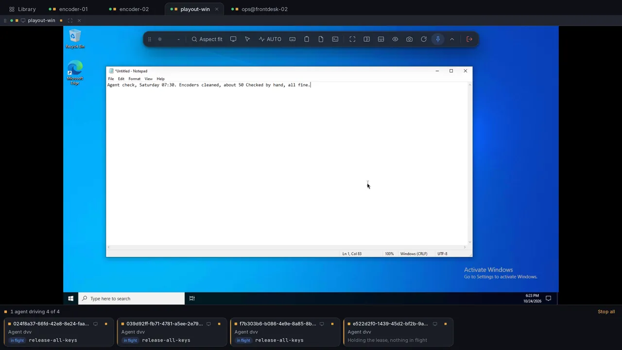 Notepad showing the agent's partial note and the person's addition