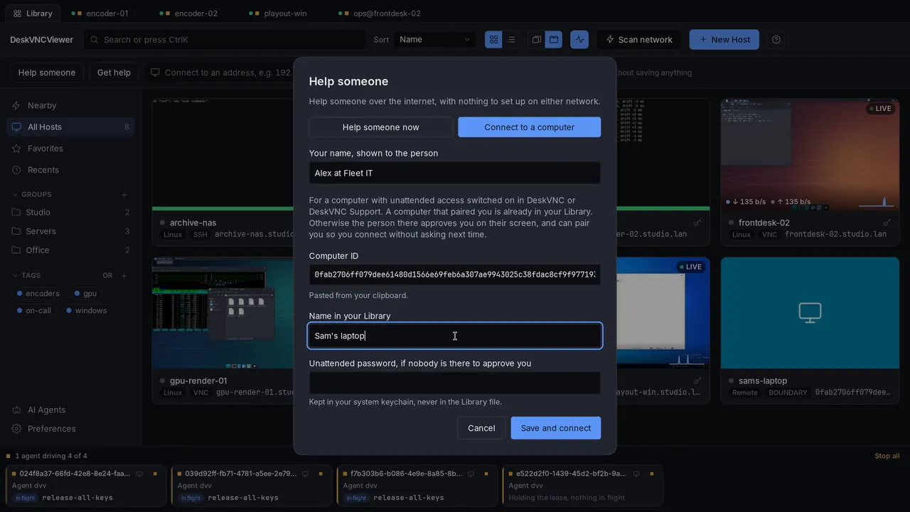 Connect to a computer by machine ID