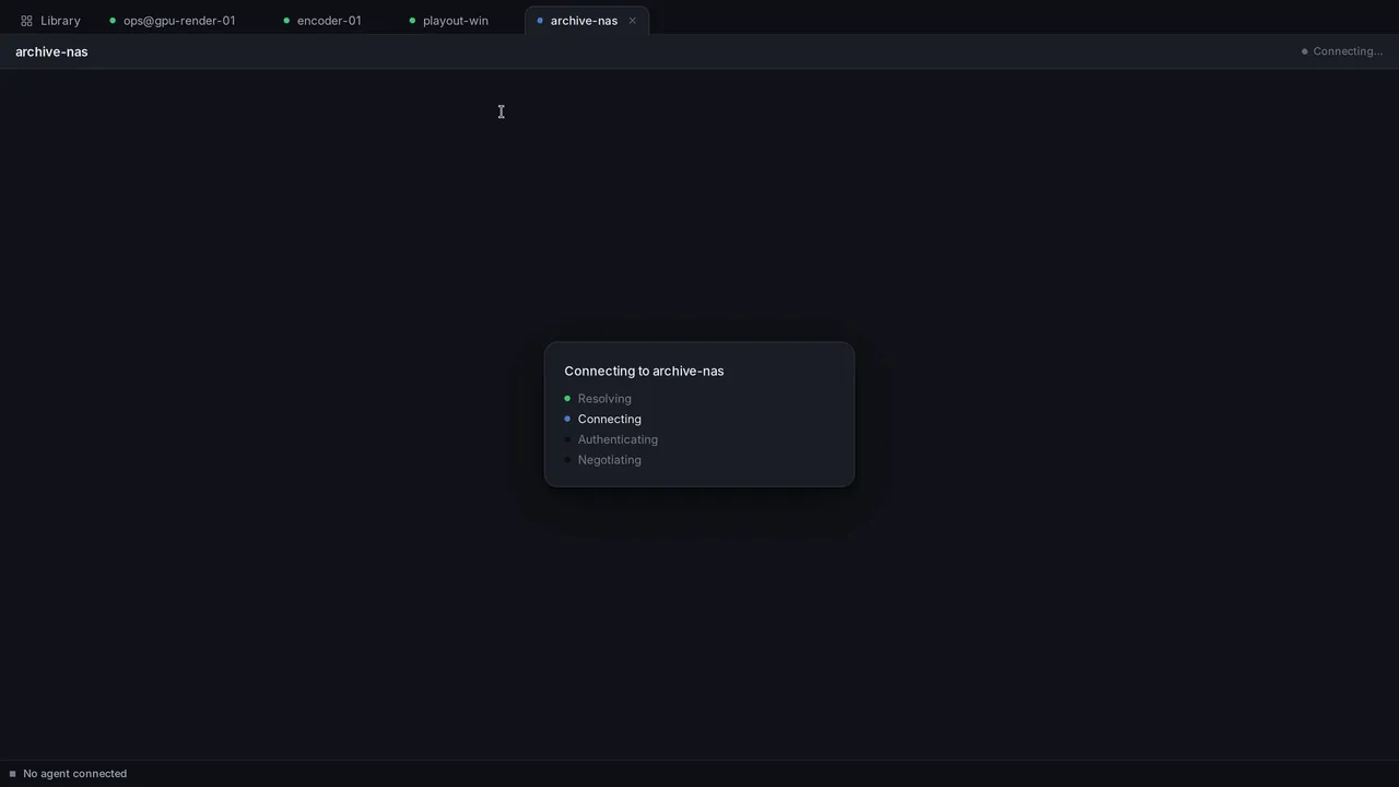 Quick connect bar suggesting a saved host