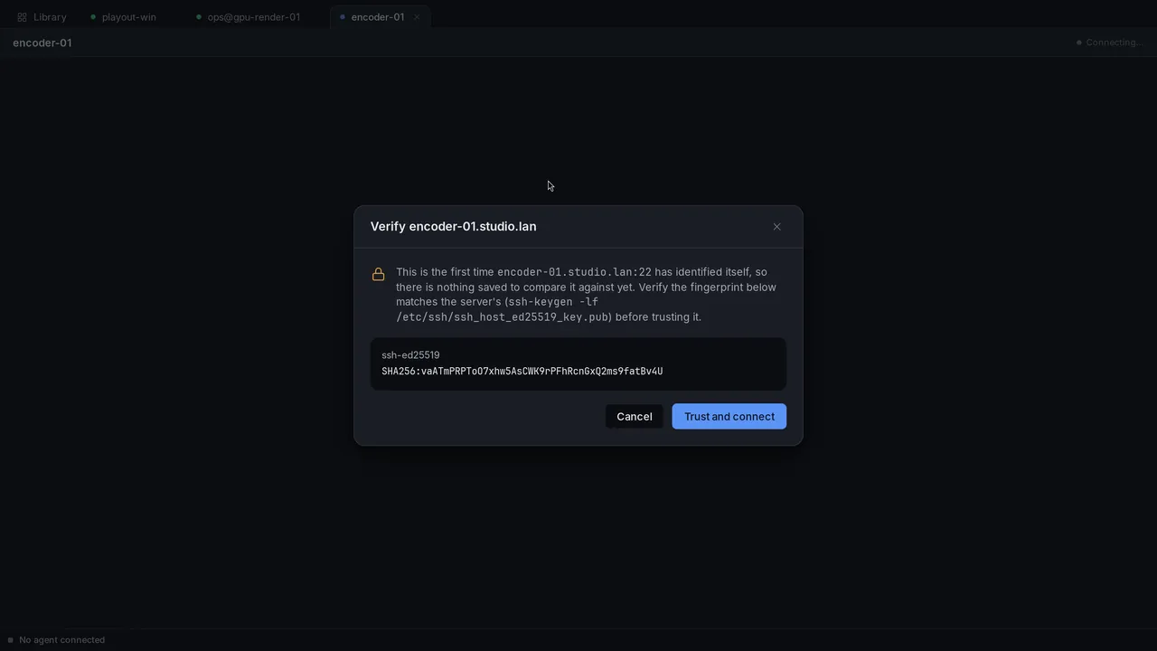 SSH host key verification dialog